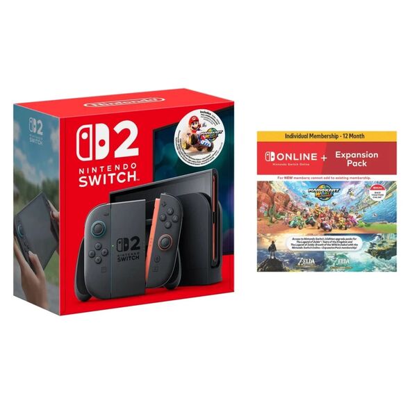 Nintendo Switch 2 Mario Kart World Bundle + NSO 12mo Membership 2025 NEW… - Picture 1 of 3